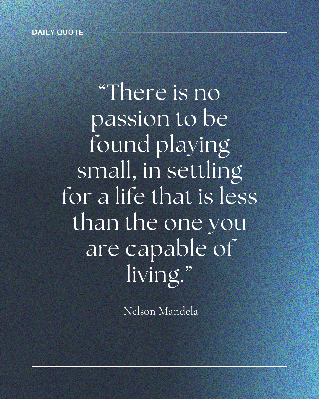 Nelson Mandela quote in white text against a blue ombre background